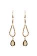 Gold Bead Statement Smoky Quartz Earrings