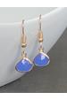 Gold Blue Chalcedony Teardrop Earrings