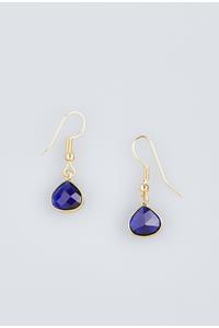 Gold Blue Sapphire Teardrop Earrings