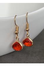 Gold Ruby Red Teardrop Earrings