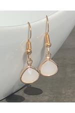 Gold White Opal Teardrop Earrings