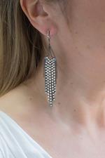 Gunmetal Crystal Strand Statement Earrings