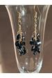 Long Gold Plated Grey Crystal Bead Earrings