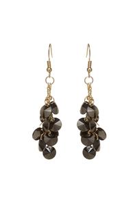 Long Gold Plated Grey Crystal Bead Earrings