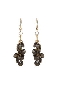 Long Gold Plated Grey Crystal Bead Earrings