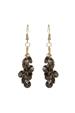 Long Gold Plated Grey Crystal Bead Earrings