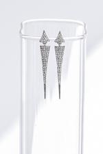 Long Silver Crystal Arrow Earrings