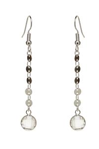 Long Silver Plated Crystal Earrings