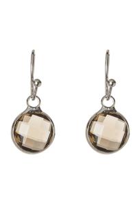 Silver Plated Brown Smoky Quartz Earrings