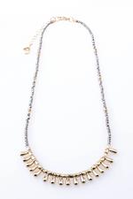 Grey Bead and Gold Droplet Necklace