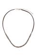 Grey Leather Silver Trim Necklace