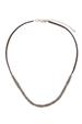 Grey Leather Silver Trim Necklace