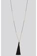 Long Black Cord and Gold Bead Tassel Necklace