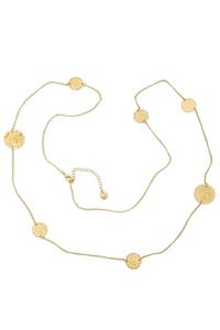 Long Gold Plated Filigree Disc Necklace