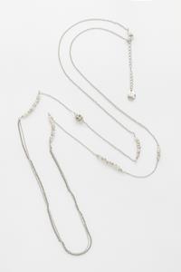 Long Silver Grey Crystal Necklace