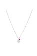 Long Silver Pink Charm Necklace