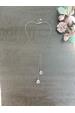 Long Silver Plated Chain Crystal Drop Necklace 