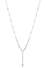 Long Silver Swarovski Drop Necklace 