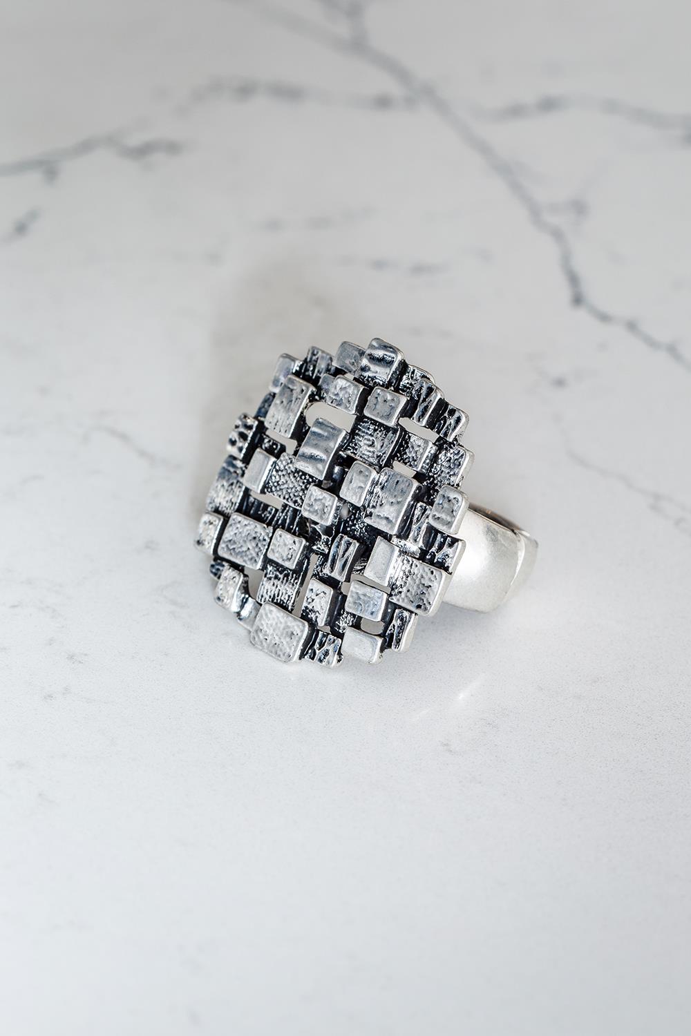 Silver mesh hotsell ring